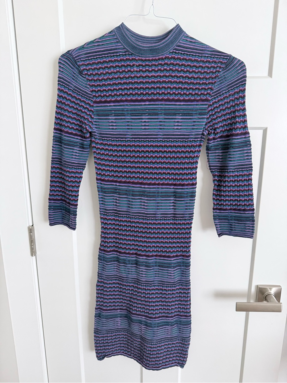 Free People Blue and Purple Striped Knit Midi Dress